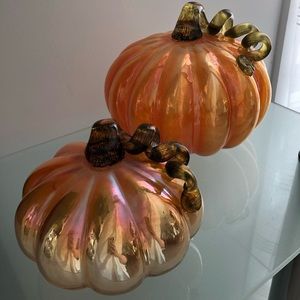 2 DECORATIVE PUMPKINS - 2 CITROUILLES DECORATIVES